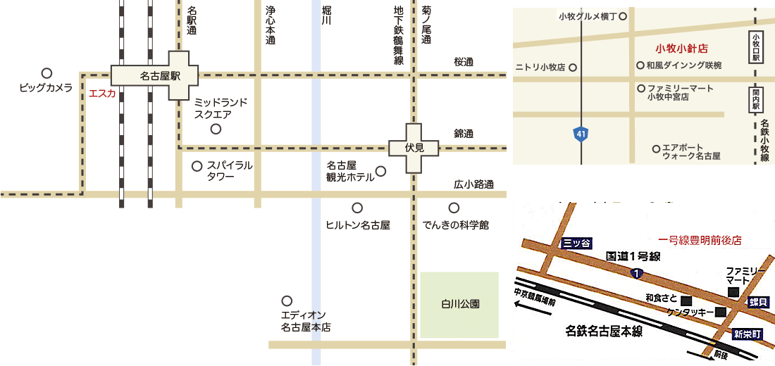 稲生 愛知・三重　4店舗地図